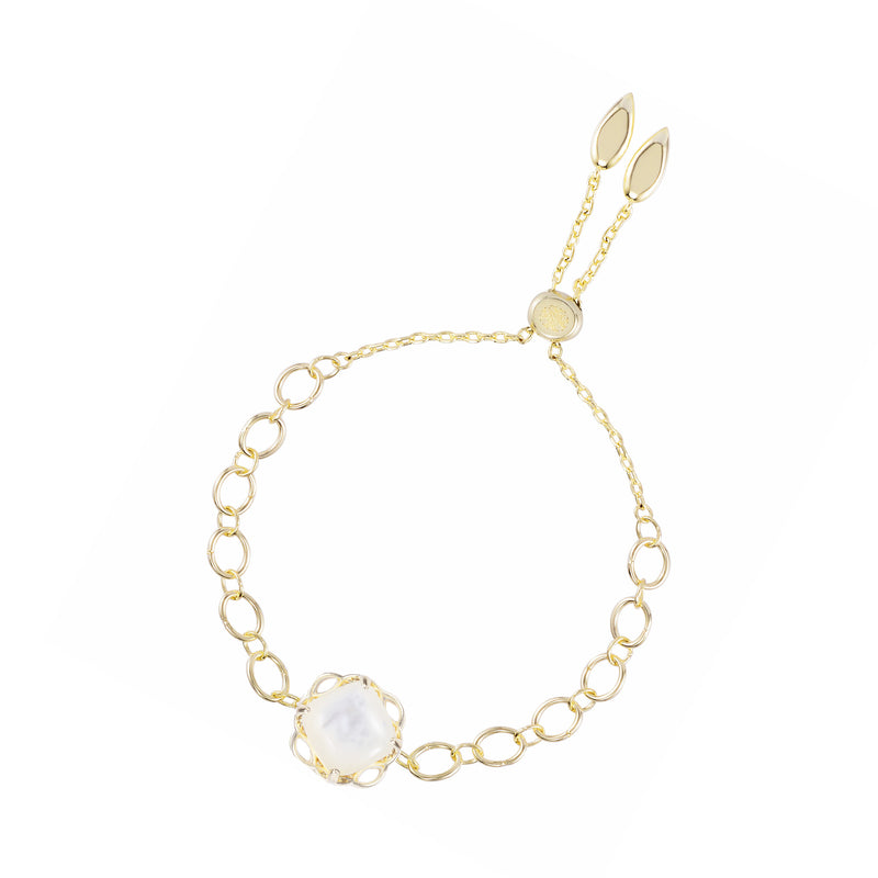 natalie wood gold pearl blossom adjustable necklace