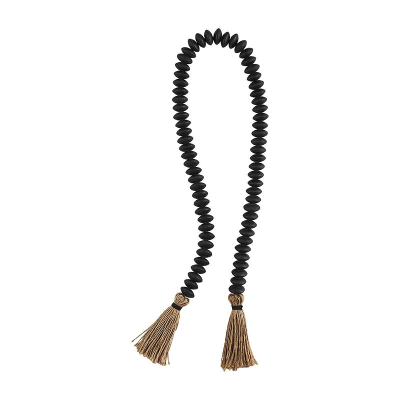 black tassel beads with jute ends mud pie