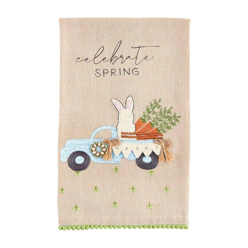 mud pie celebrate spring is here towel with bunny and truck