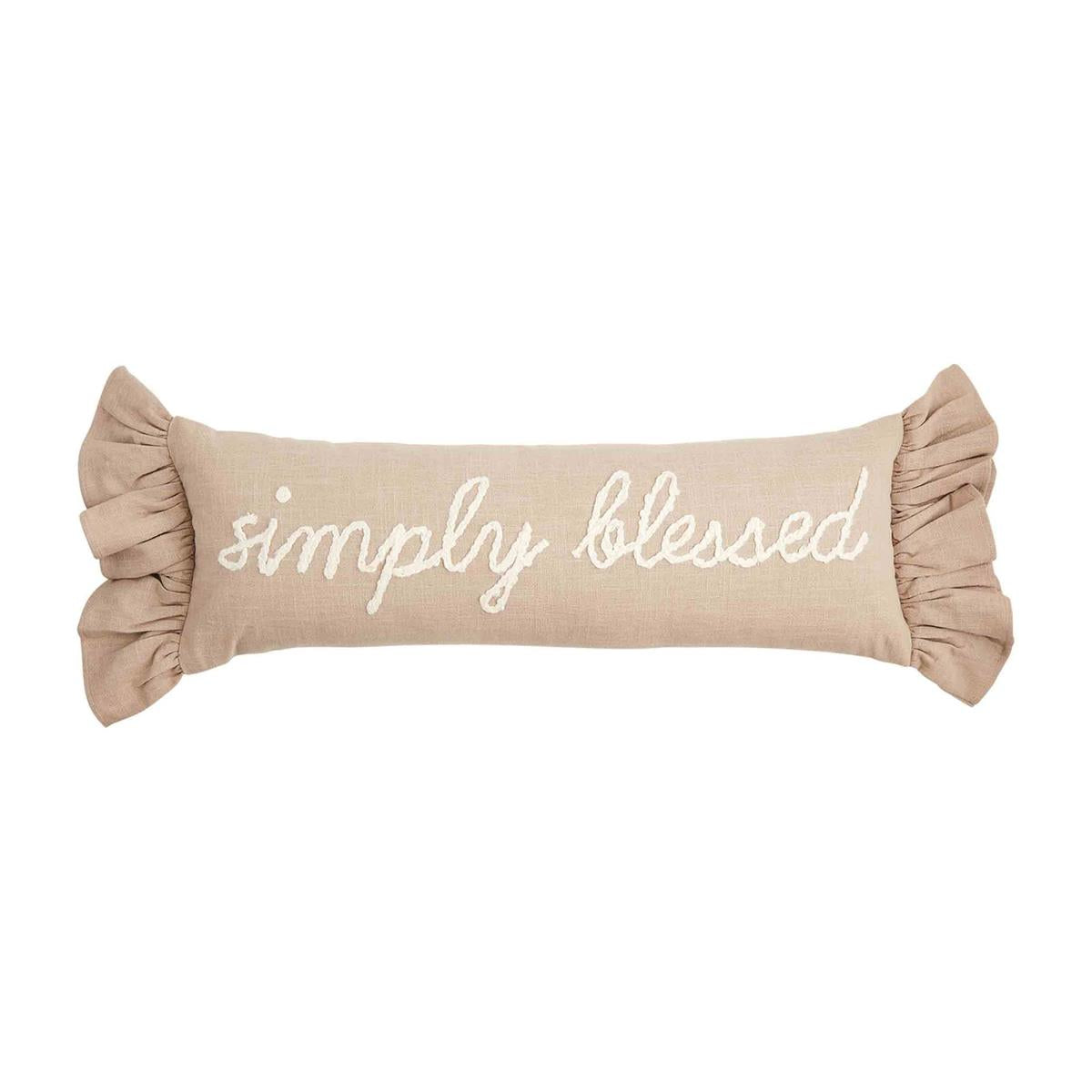 tan simply blessed pillow by mud pie