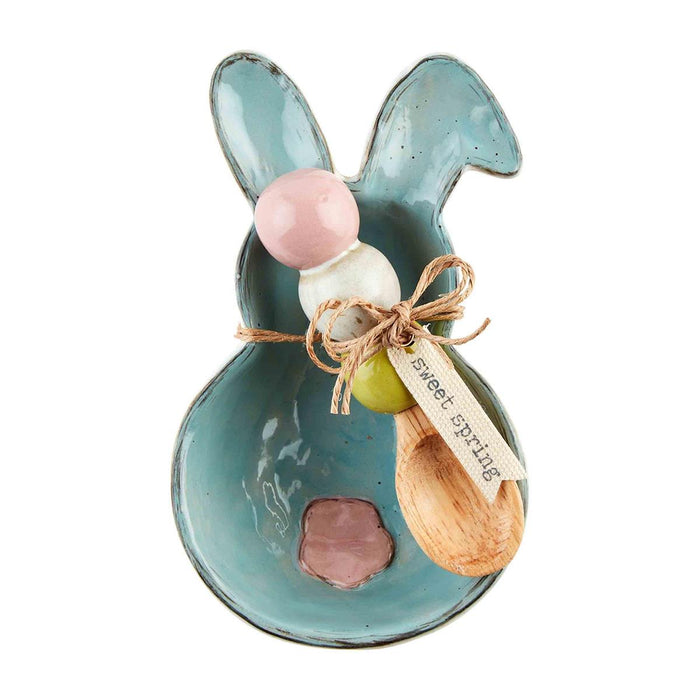 bunny mud pie candy dish in blue