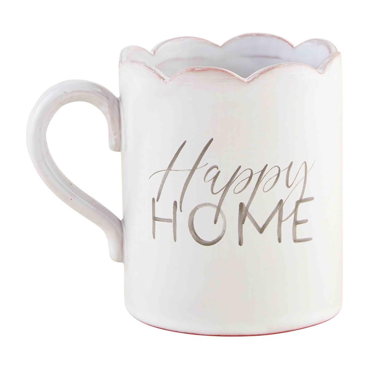 mud pie happy home scallop edge mug