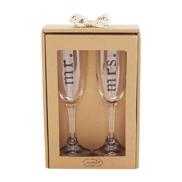 mr. mrs. champagne glasses mud pie