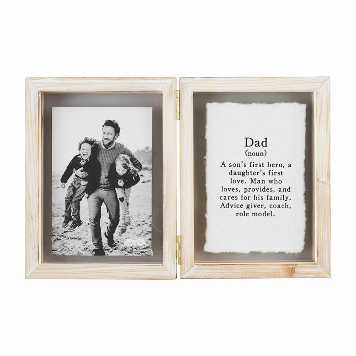 mud pie hinged frame with quote on one side and picture on the other