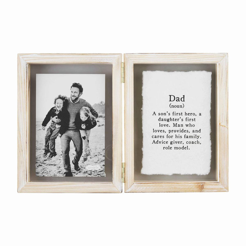 mud pie hinged frame with quote on one side and picture on the other