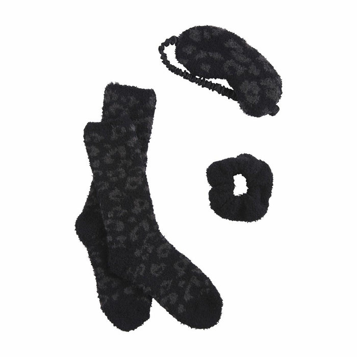 mud pie chenille gift set with socks, eye mask and scrunchie