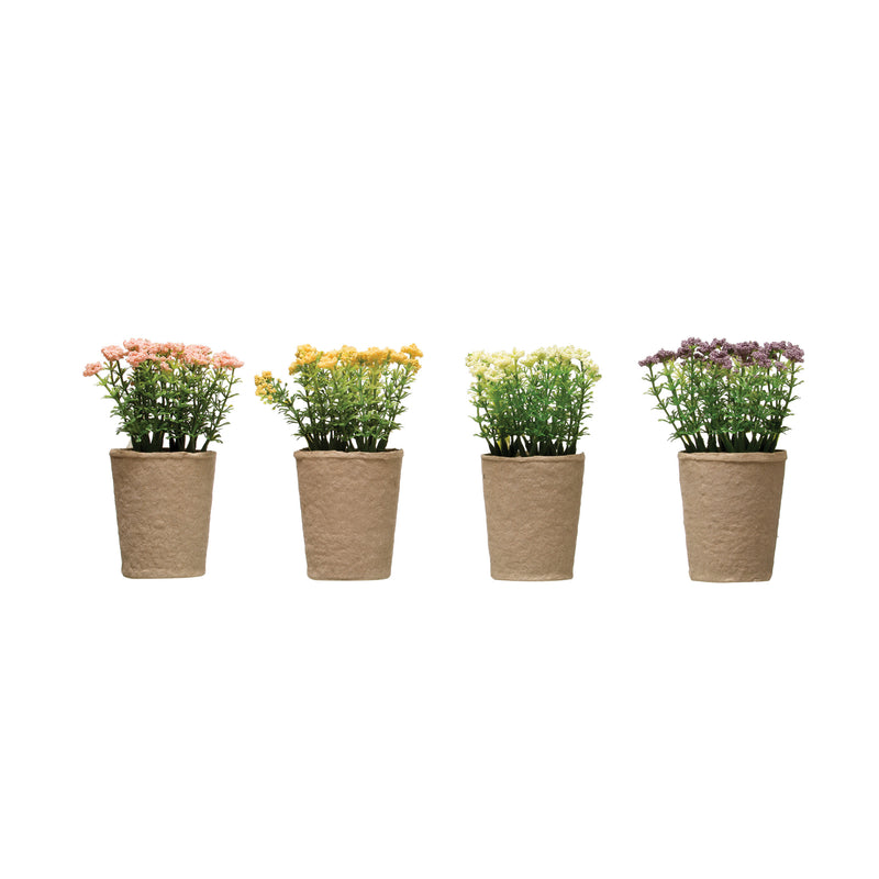 potted faux floral in 4 different colors
