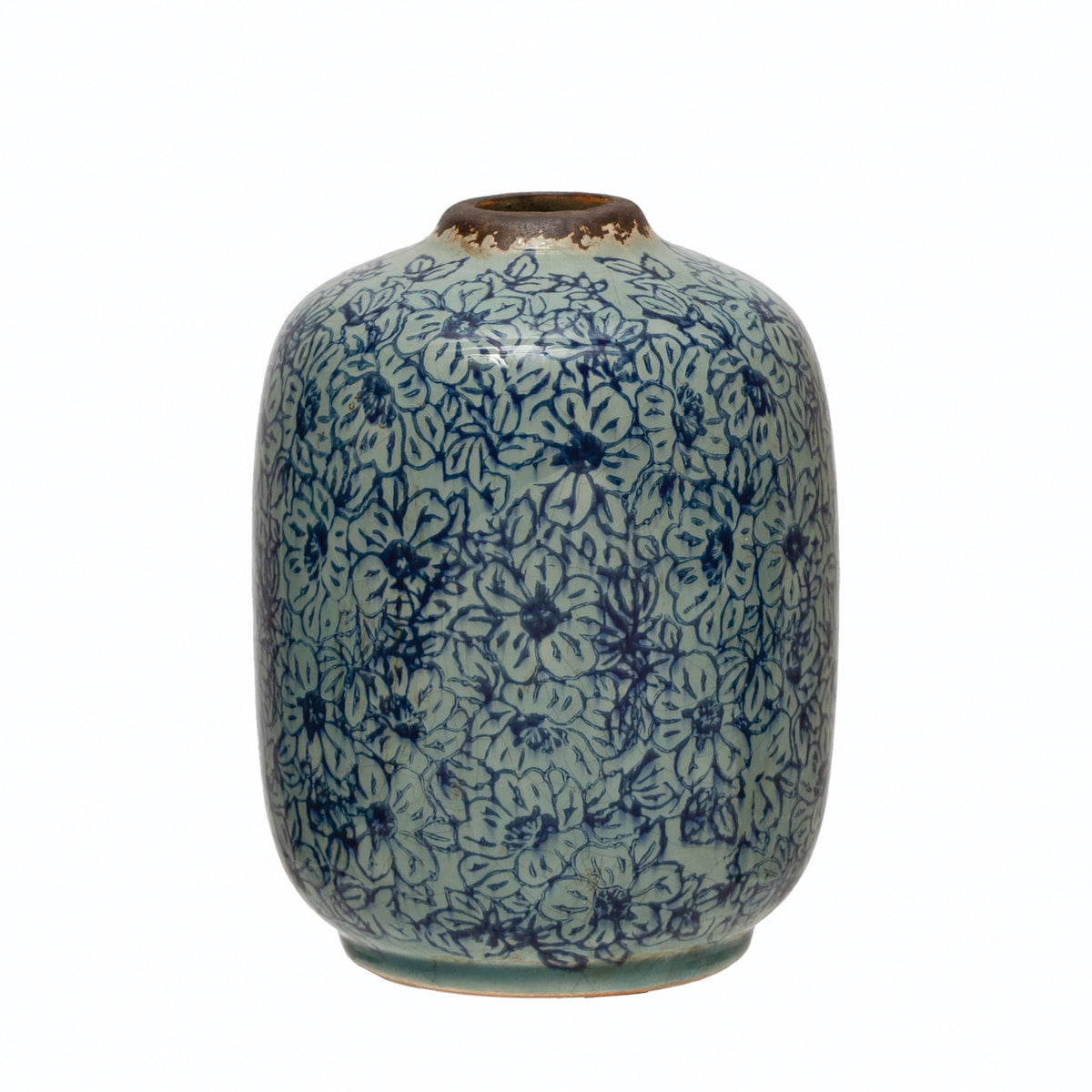 blue floral vase