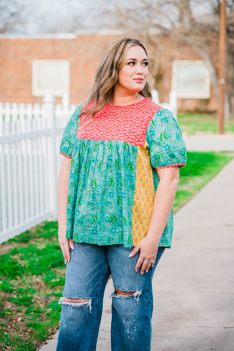 jeanie top from layerz clothing multi color and print top