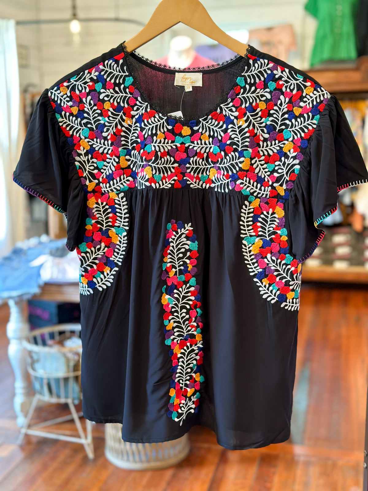 black embroidered colorful top layerz clothing 
