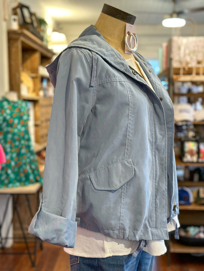 light blue zipper jacket