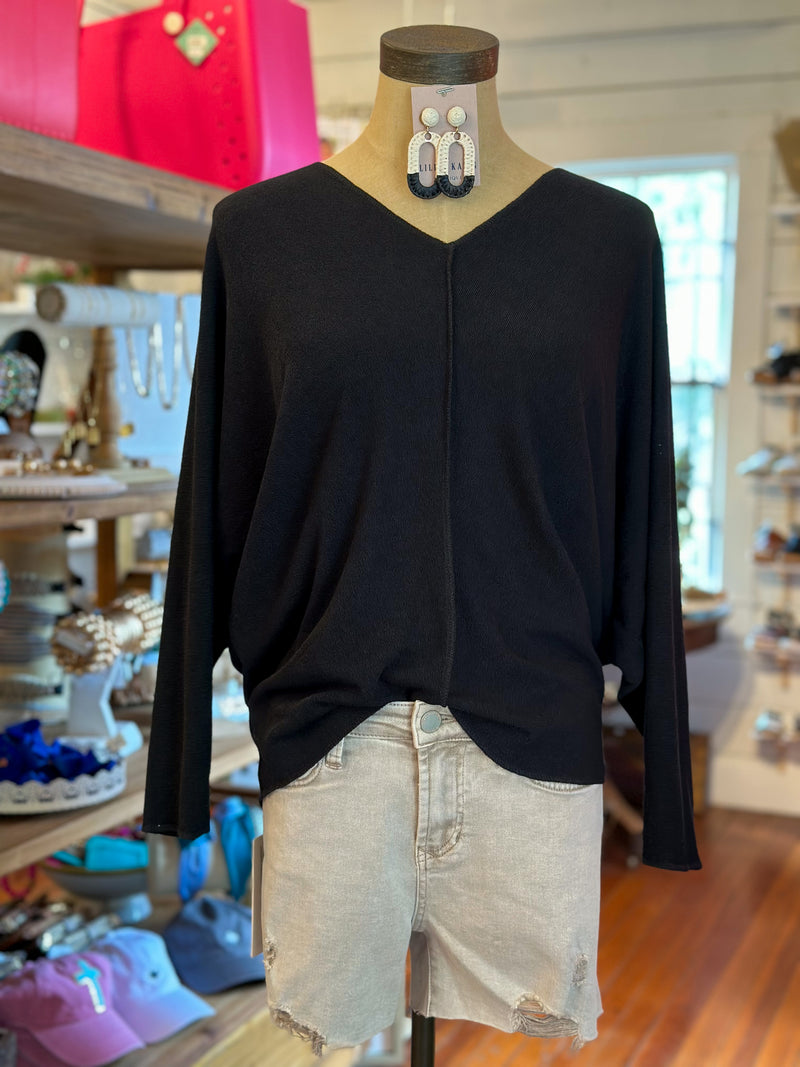 black oversized top