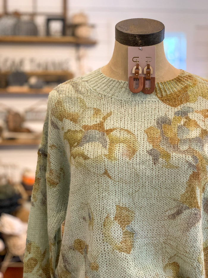 light green floral sweater