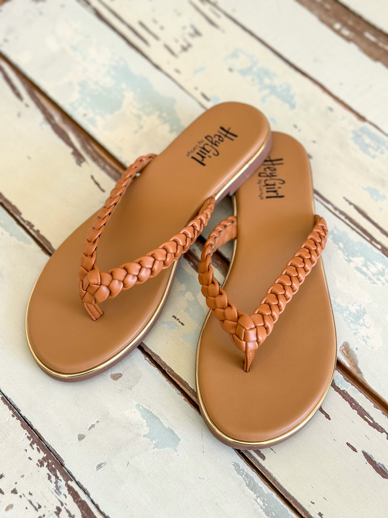 corkys braided sandal in brown