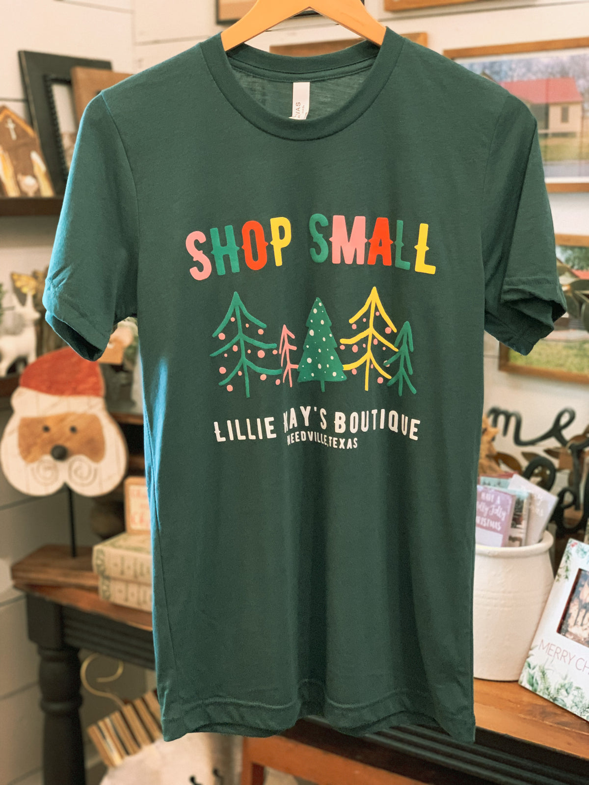 shop small lillie kay's tee with colorful trees