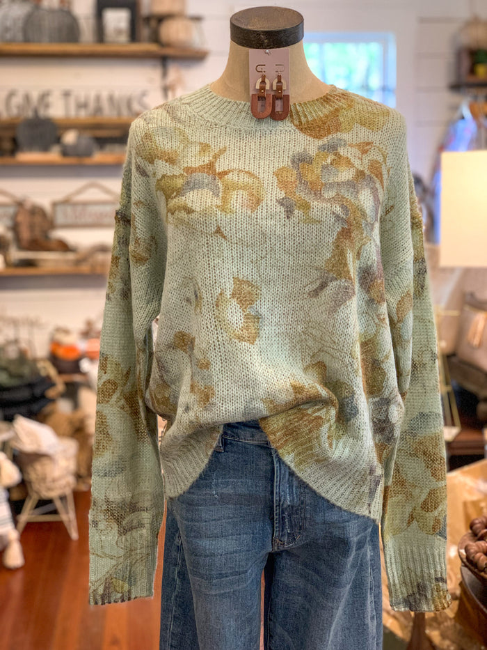 light green floral sweater
