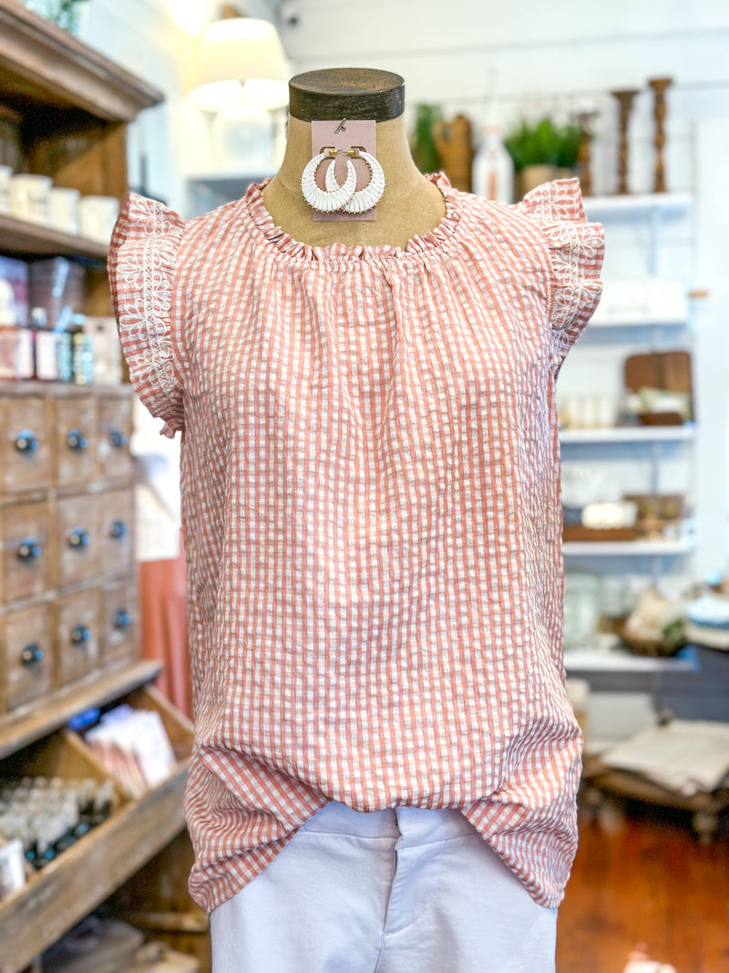 pink claire checkered top from washco