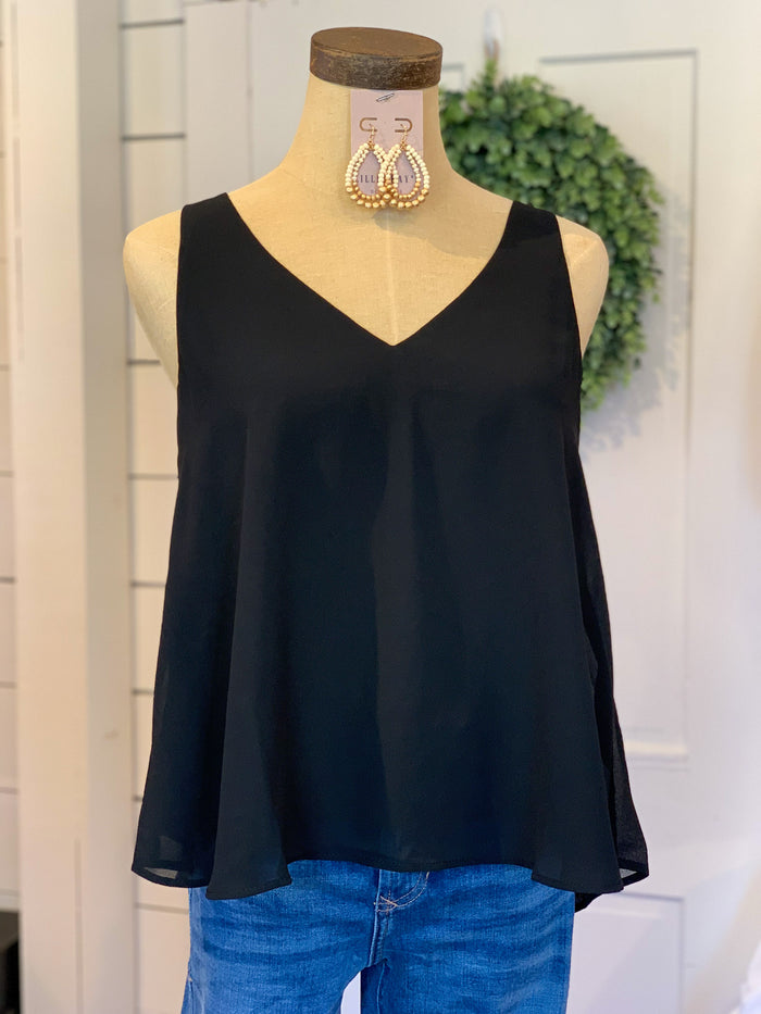 black polyester layering tank top