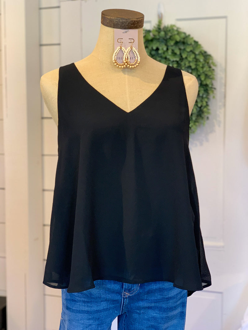 black polyester layering tank top