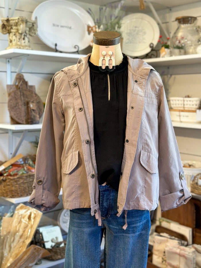 mocha color light weight zipper jacket