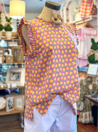 pink and yellow floral top