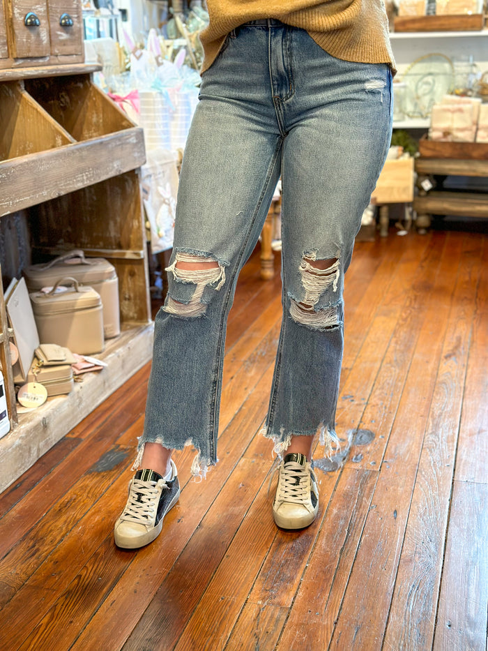vervet distressed jean straight leg