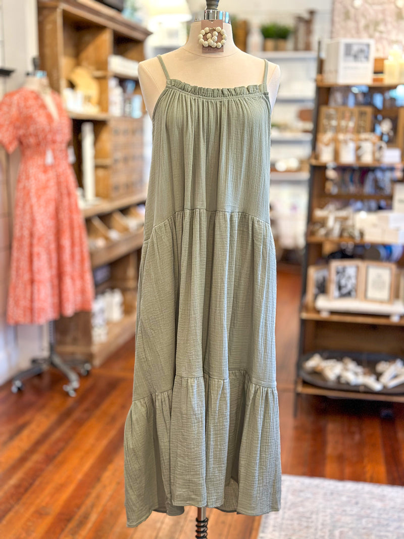 light green maxi style dress