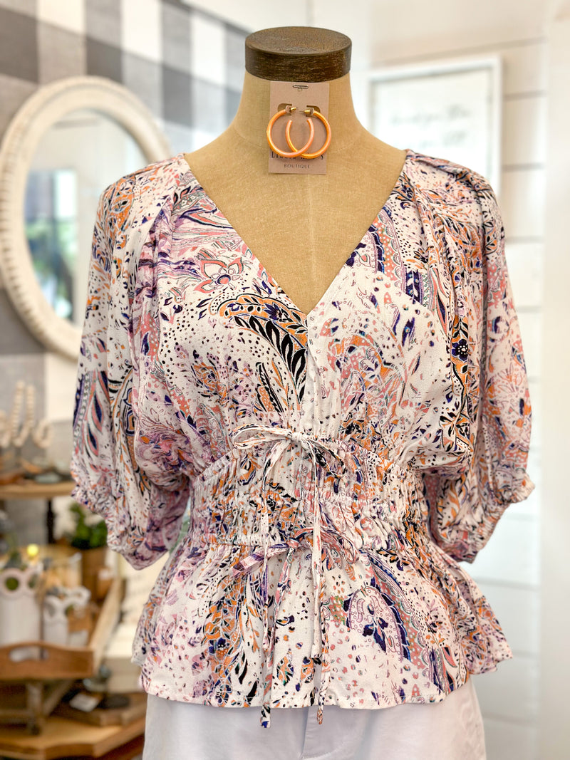 multi color paisley print top from another love