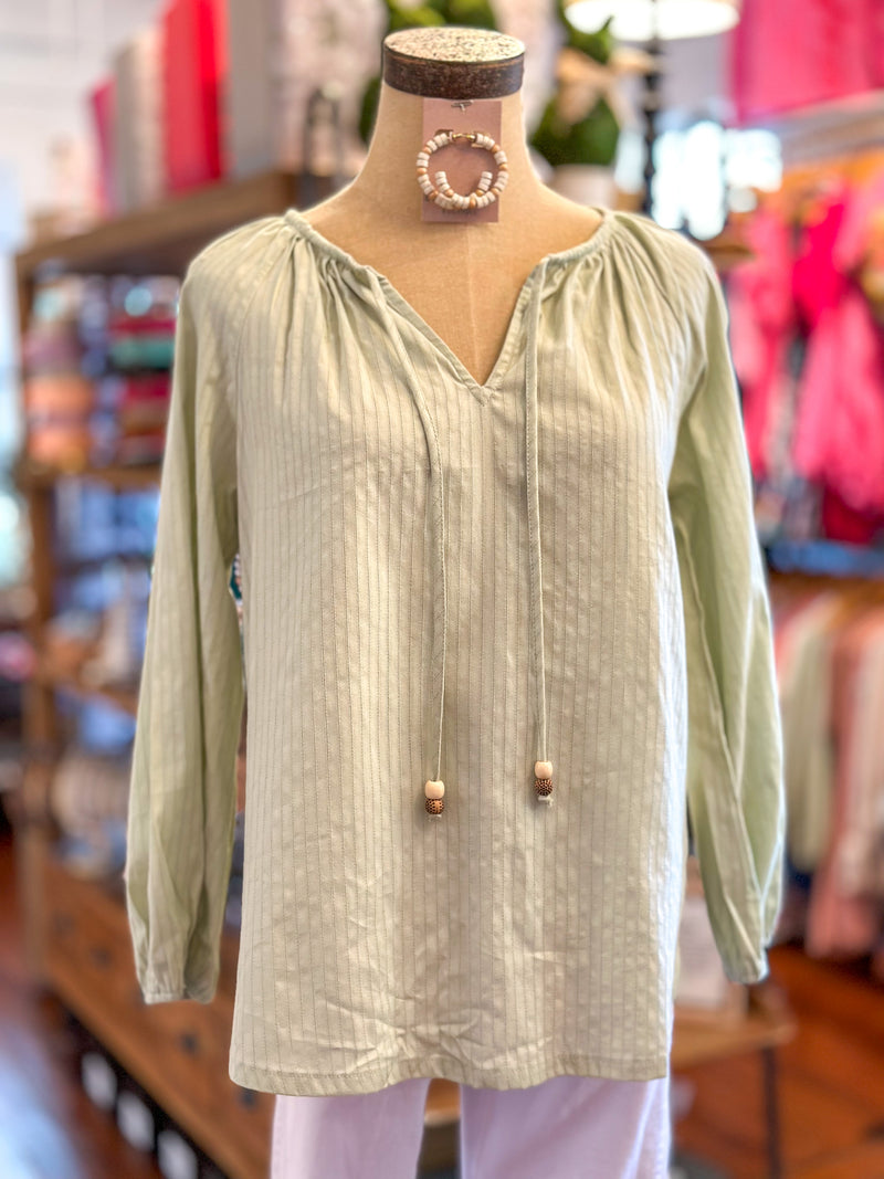 Light green 3 quarter sleeve top