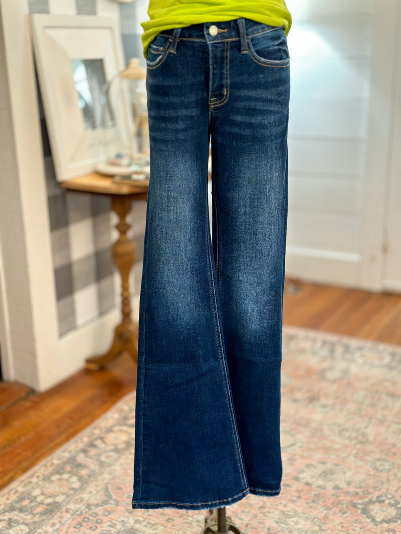 dark wash flare jean vervet