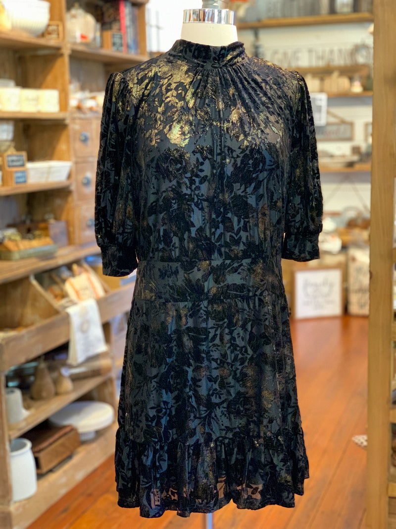 black and gold velvet dress 