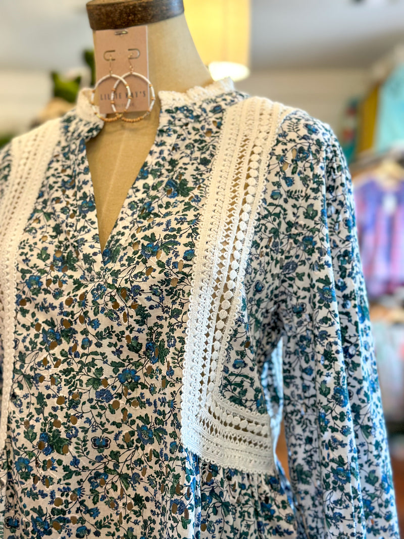 dear john alexis top blue floral