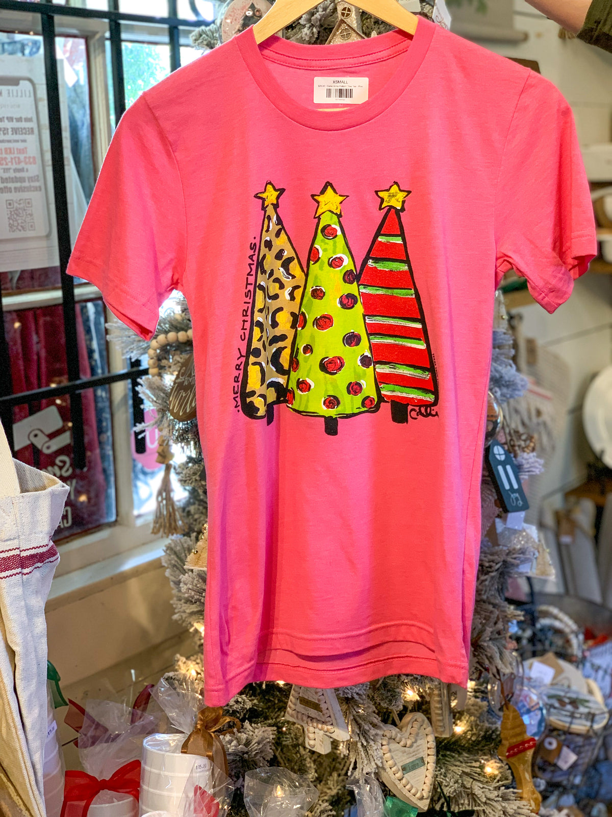 pink christmas tree tee from texas true threads