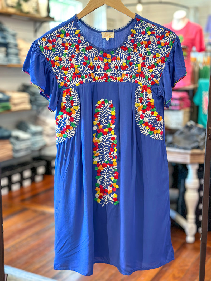 royal blue embroidered dress layerz clothing plus size