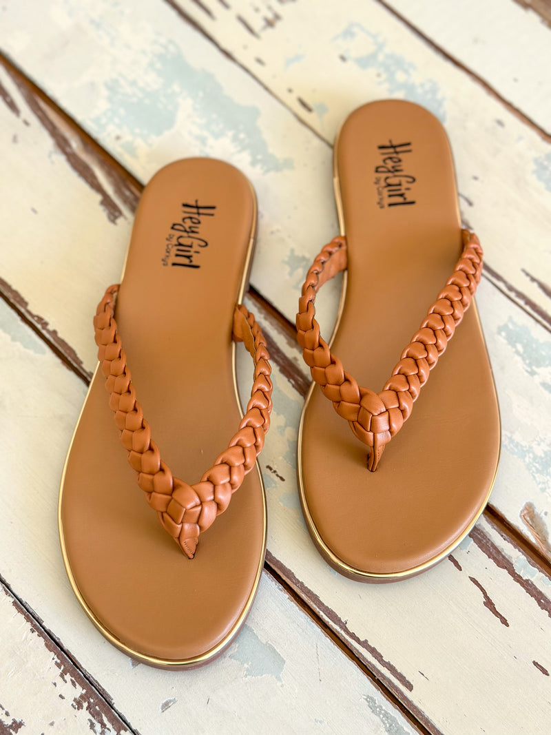 corkys braided sandal  in brown