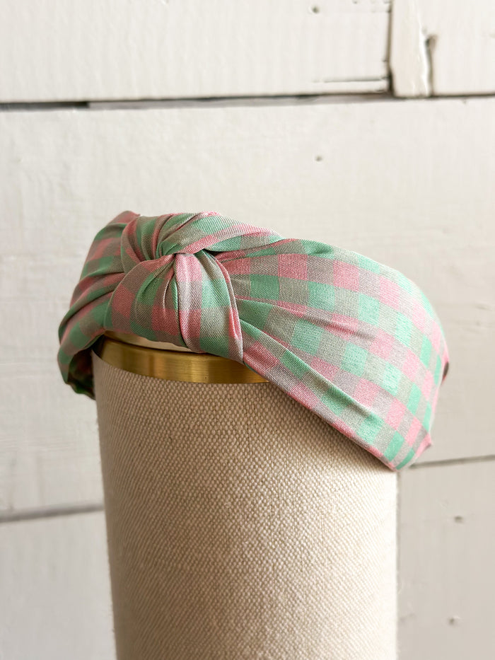 mint green andpink knotted headband
