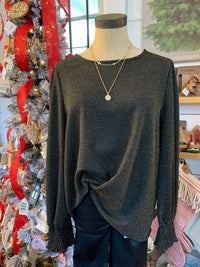black and gold shimmer top long sleeve