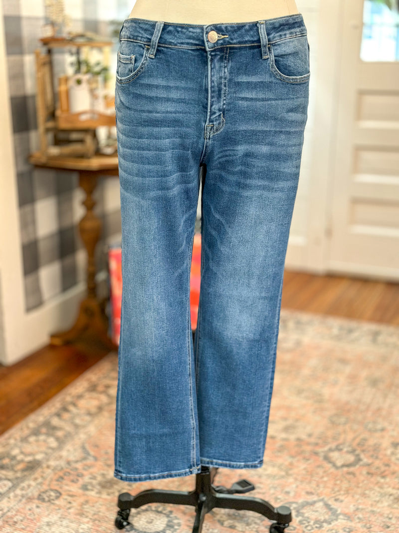 medium wash plus size vervet jean straight leg