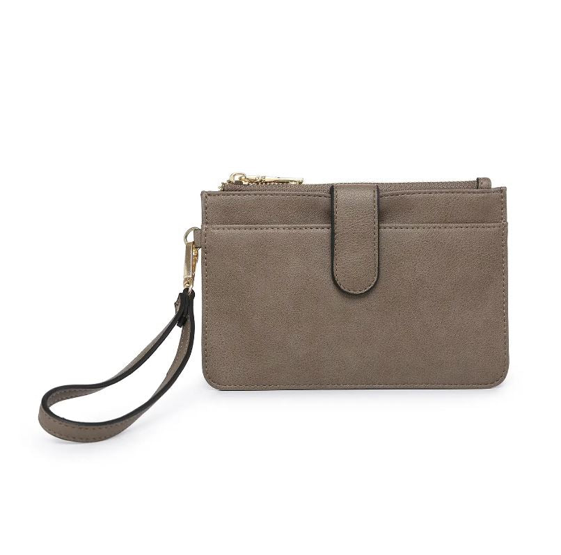 pearl wallet clutch outside chocolate