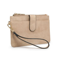 pearl wallet clutch in tan 